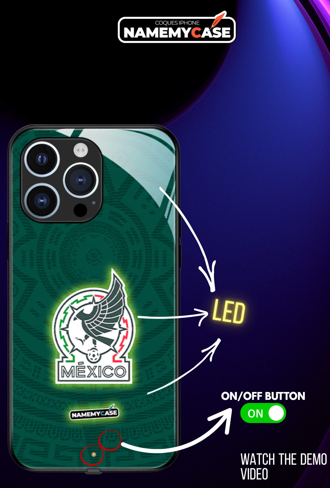 Coque iPhone LED - Maillot Coupe du Monde Mexique