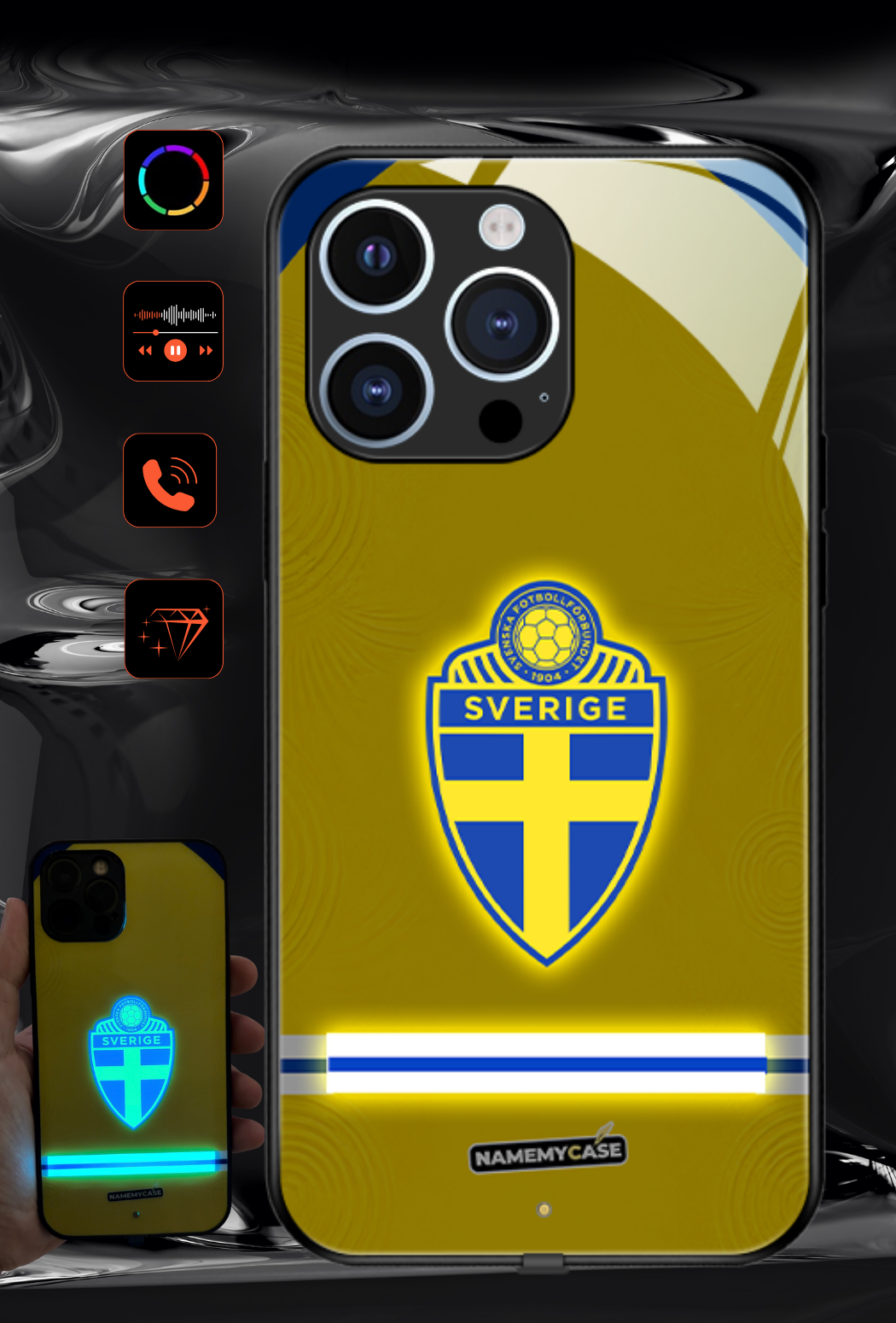 Coque iPhone LED - Maillot Coupe du Monde Suède