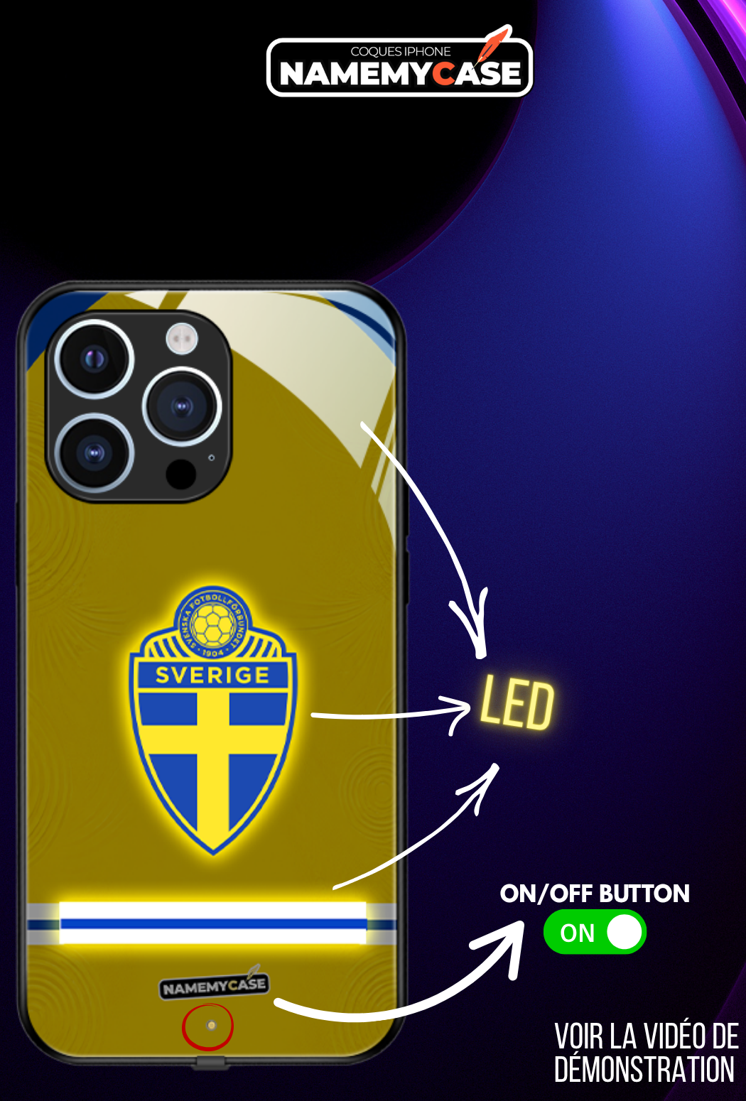 Coque iPhone LED - Maillot Coupe du Monde Suède