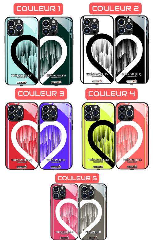 Coque iPhone à partager - Cœur rayé 2