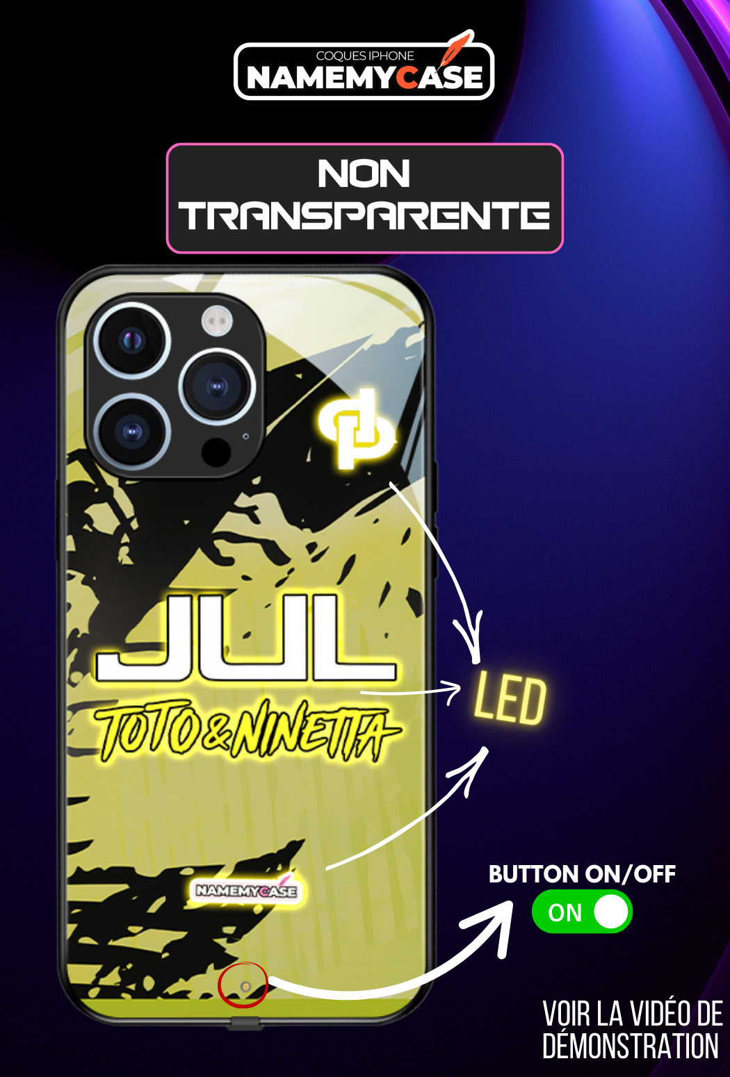 Coque iPhone LED - Jul Jaune