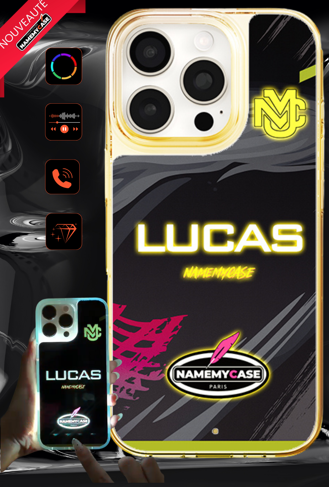 Coque iPhone LED Personnalisé - NMC