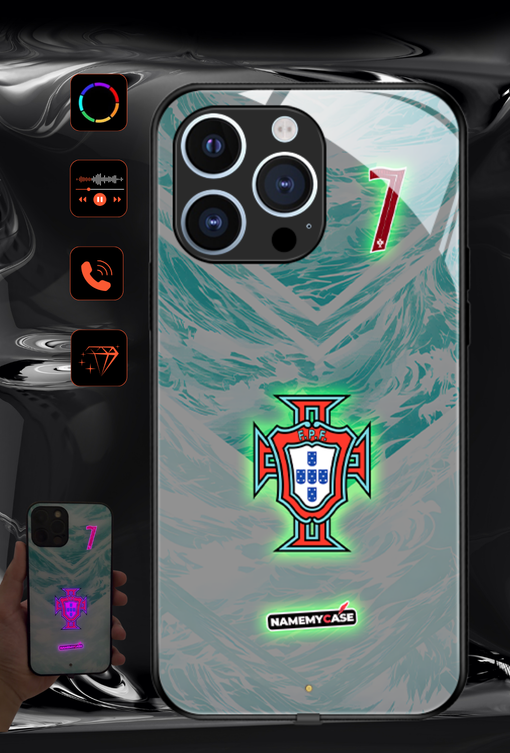 Coque iPhone LED - Maillot Coupe du Monde Portugal