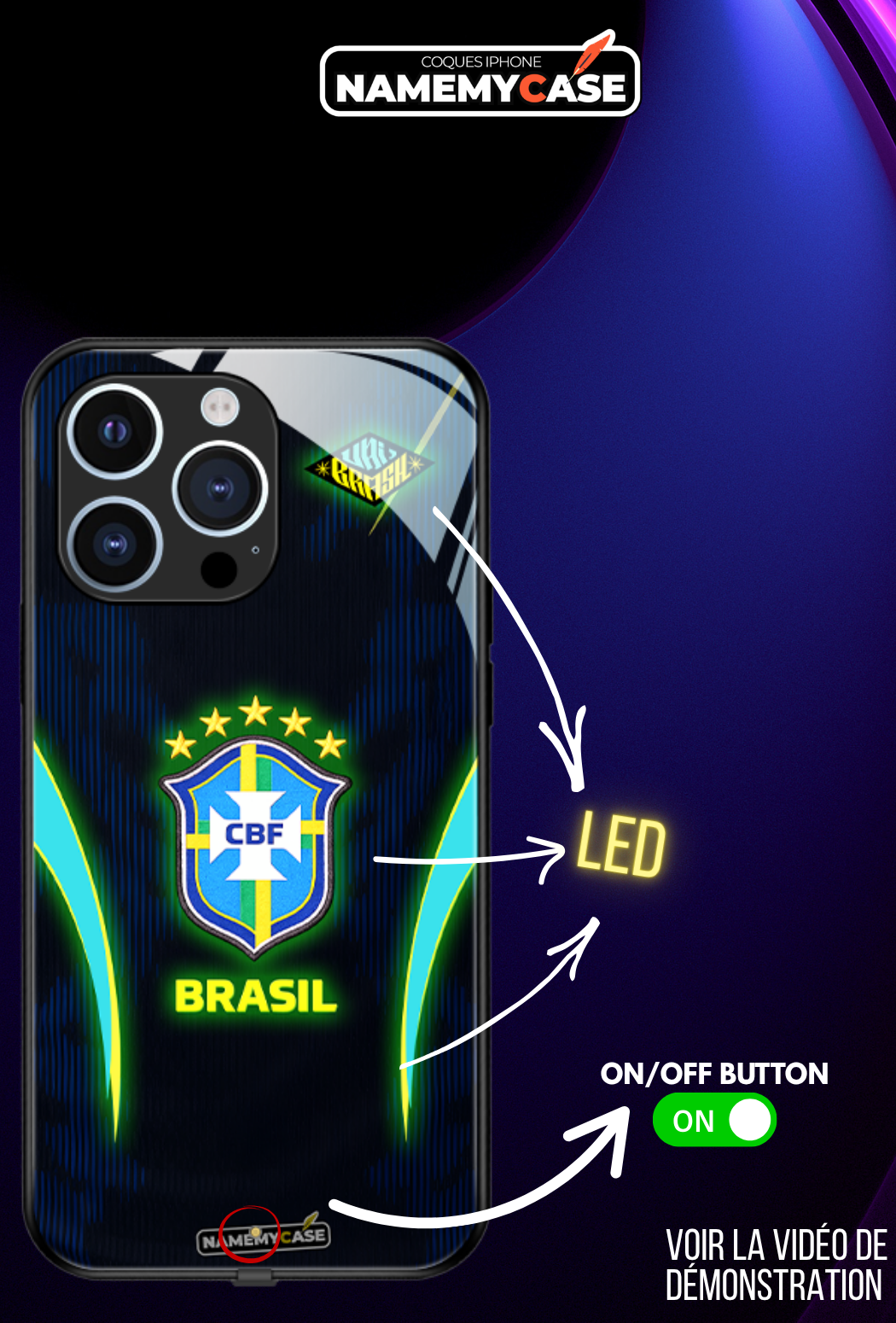 Coque iPhone LED - Maillot Coupe du Monde Bresil