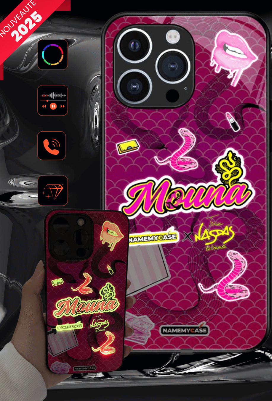 Coque iPhone LED Smartwave - Mouna x Team Nasdas