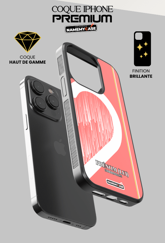 Coque iPhone à partager - Cœur rayé 4