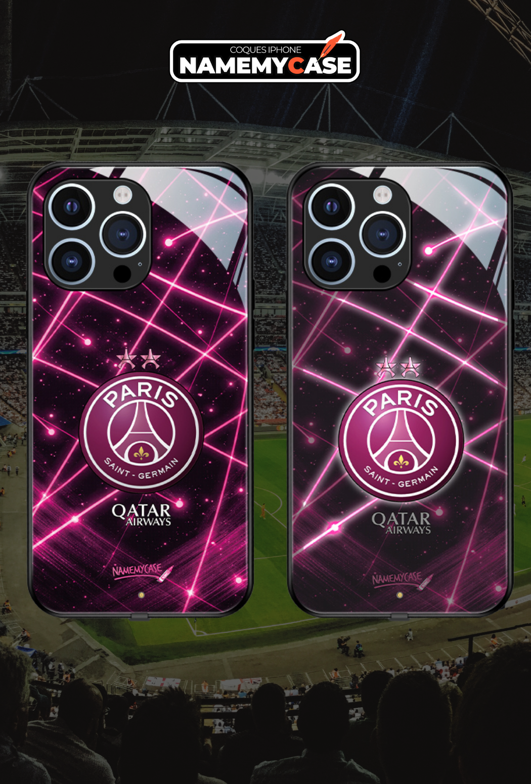 Coque iPhone LED - PSG Pulsion Rose