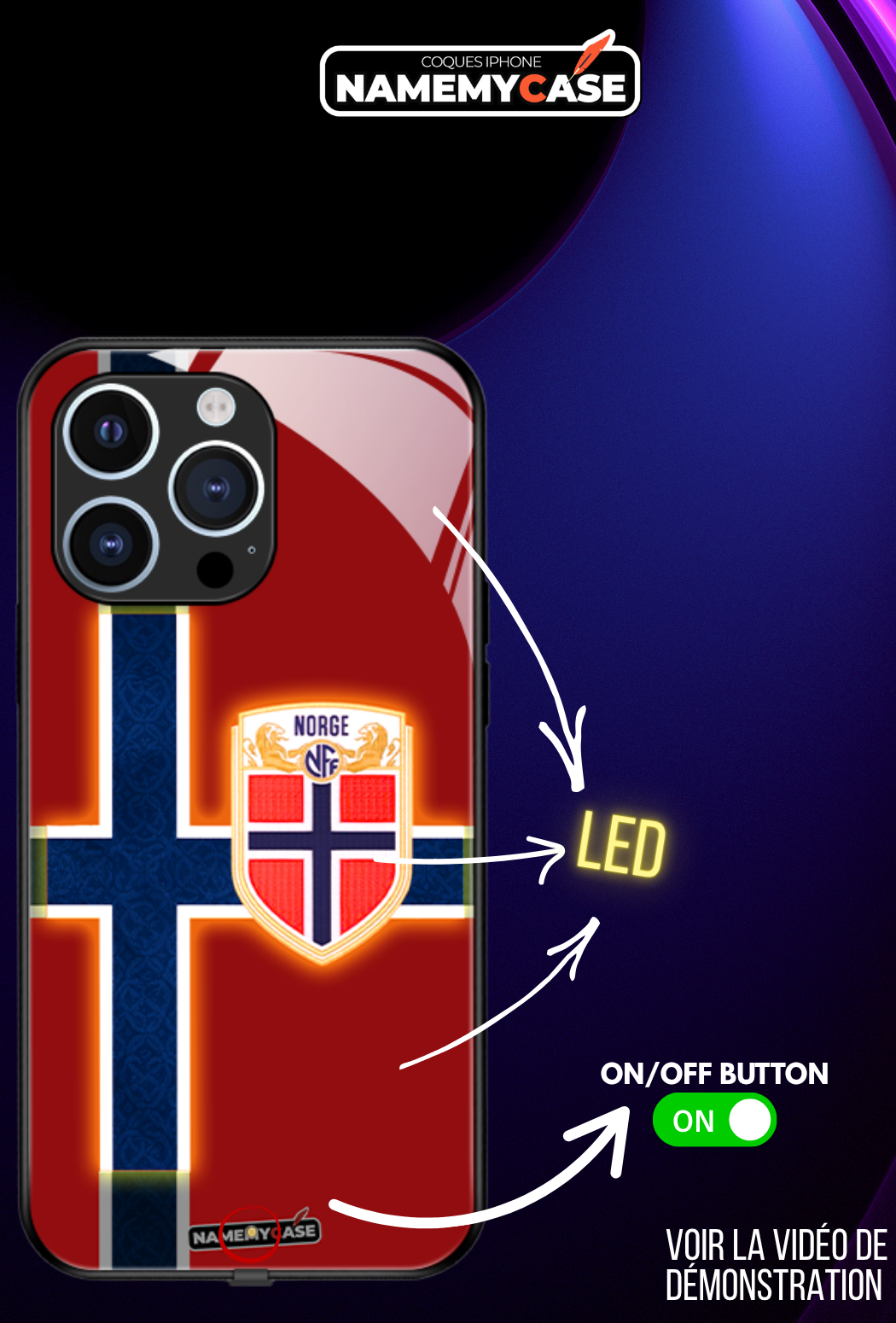 Coque iPhone LED - Maillot Coupe du Monde Norvège