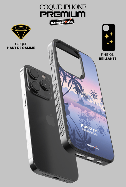 Purple palm - IPhone Coque Personnalisée