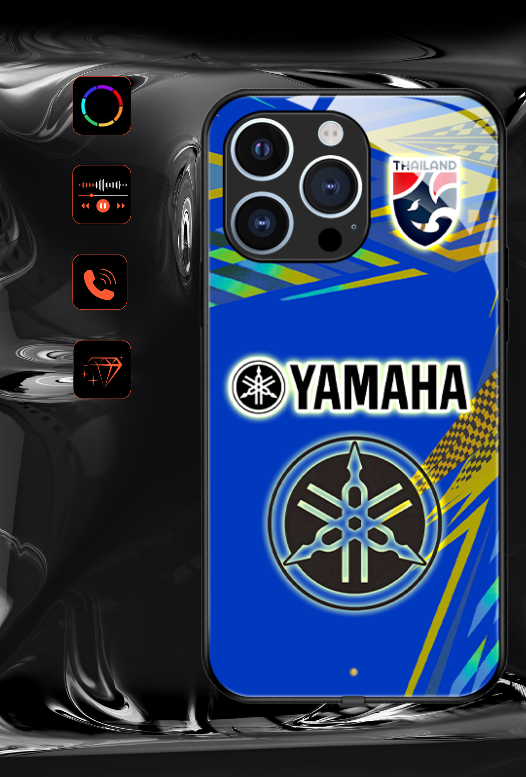Coque iPhone LED - Yamaha Bleu