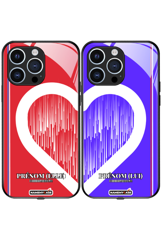 Coque iPhone à partager - Cœur rayé 3