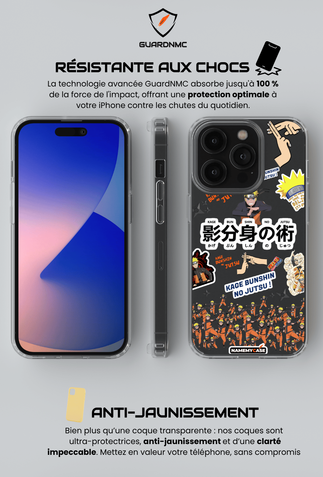 Coque iPhone Transparente - Naruto Multi-clonage