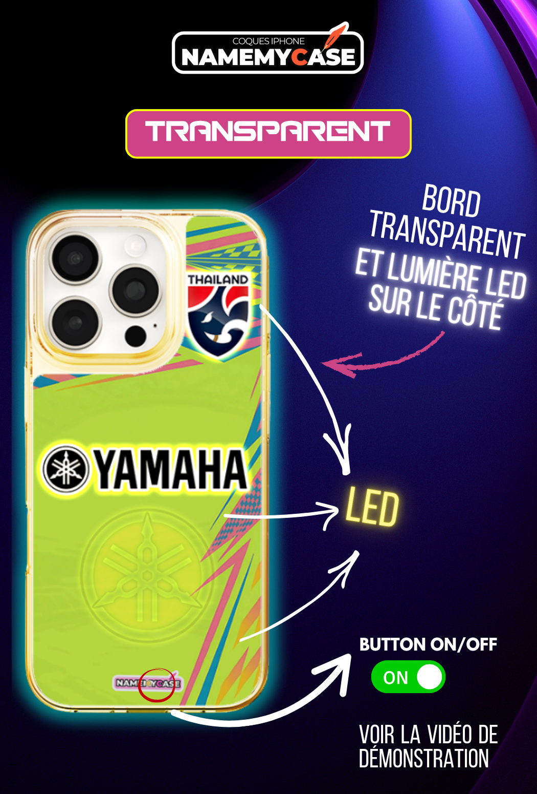 Coque iPhone LED - Yamaha Jaune