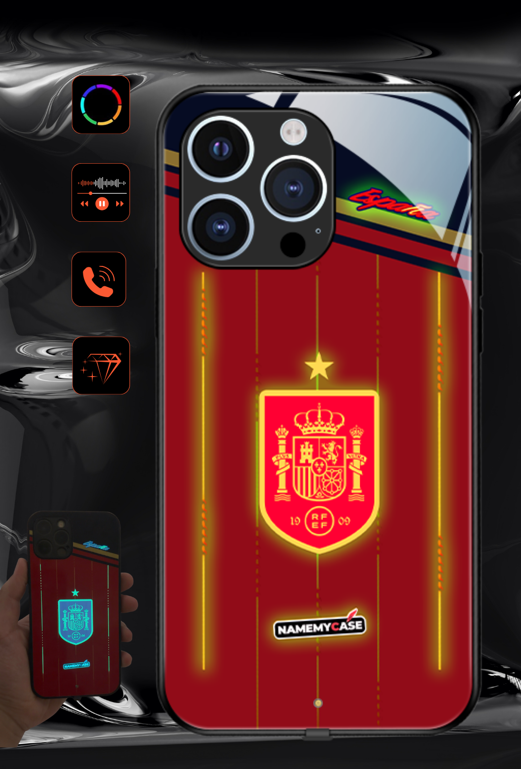 Coque iPhone LED - Maillot Coupe du Monde Espagne