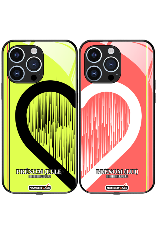 Coque iPhone à partager - Cœur rayé 4