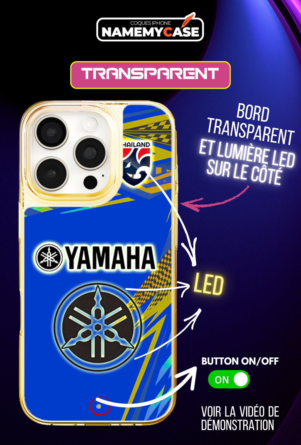 Coque iPhone LED - Yamaha Bleu