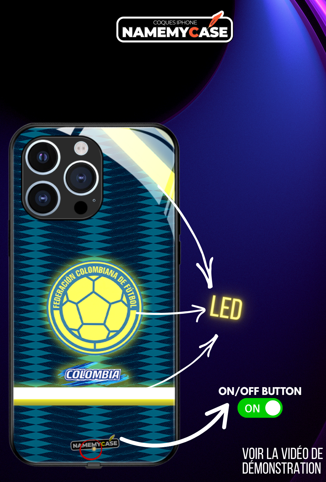 Coque iPhone LED - Maillot Coupe du Monde Colombie