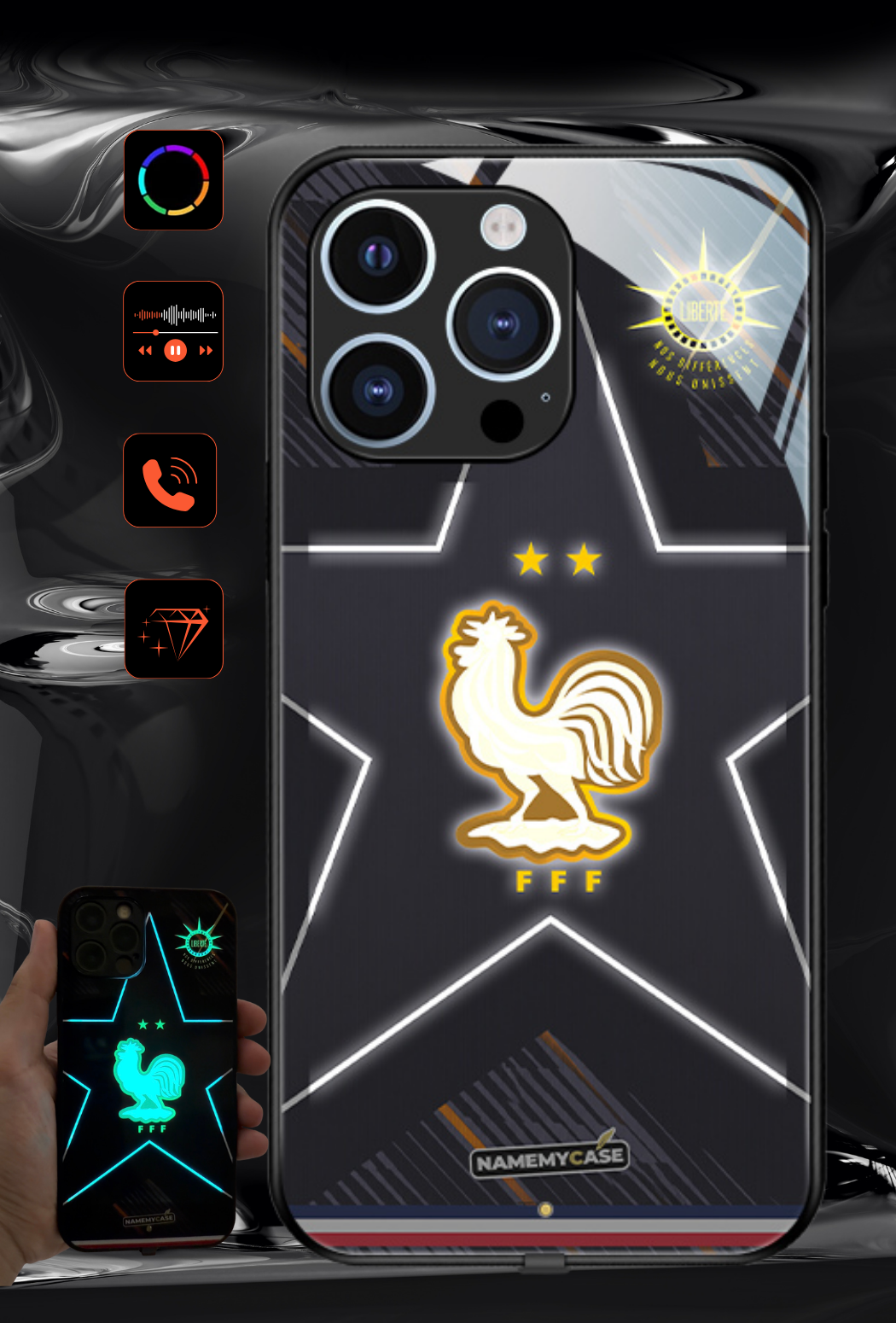 Coque iPhone LED - Maillot Coupe du Monde France