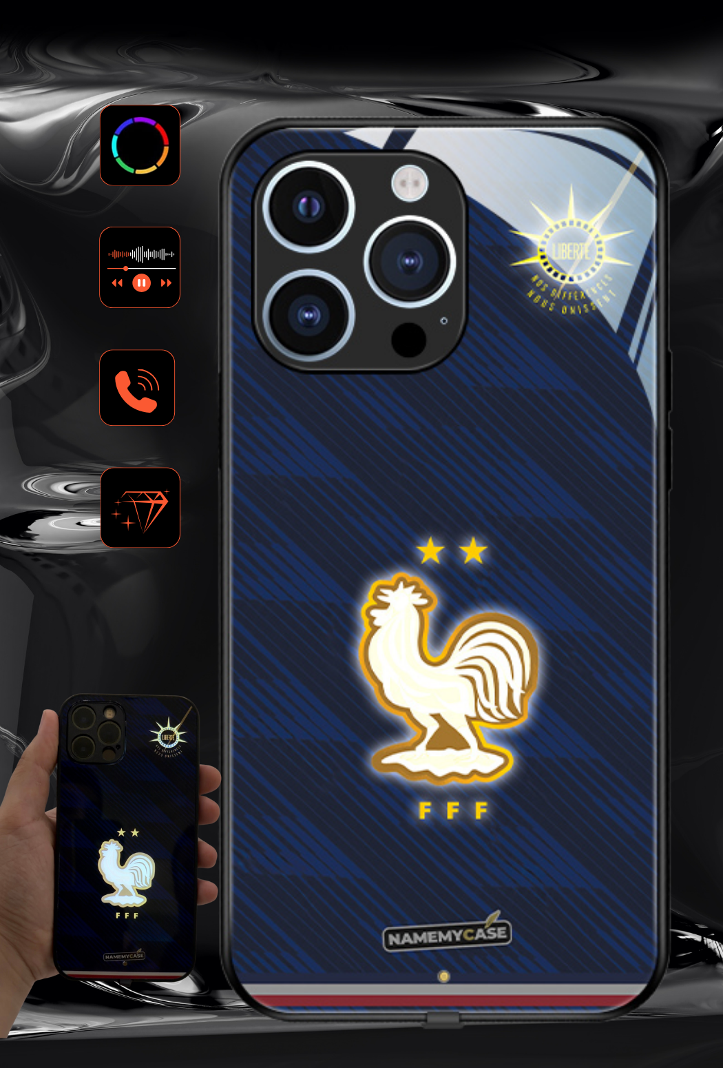 Coque iPhone LED - Maillot Coupe du Monde France