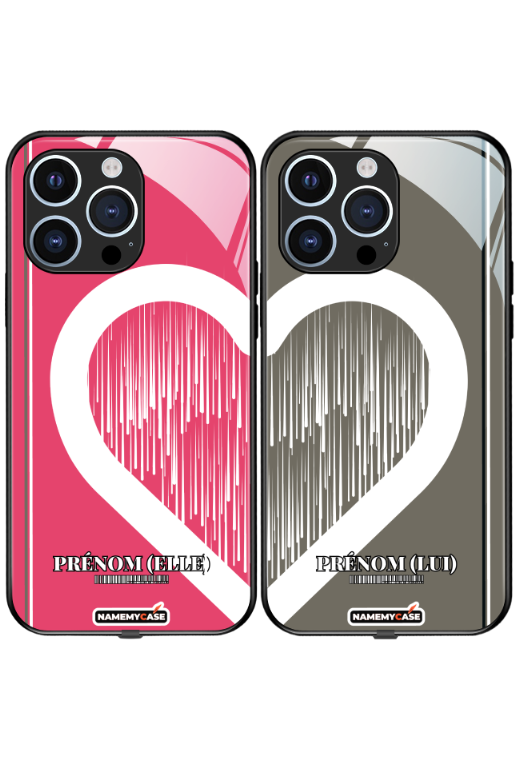 Coque iPhone à partager - Cœur rayé 5
