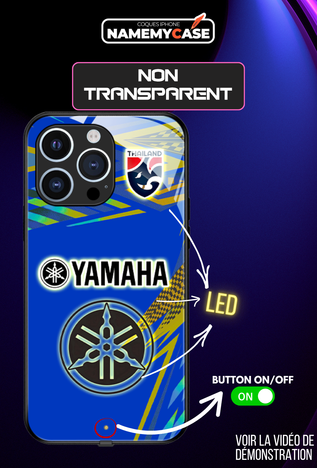 Coque iPhone LED - Yamaha Bleu