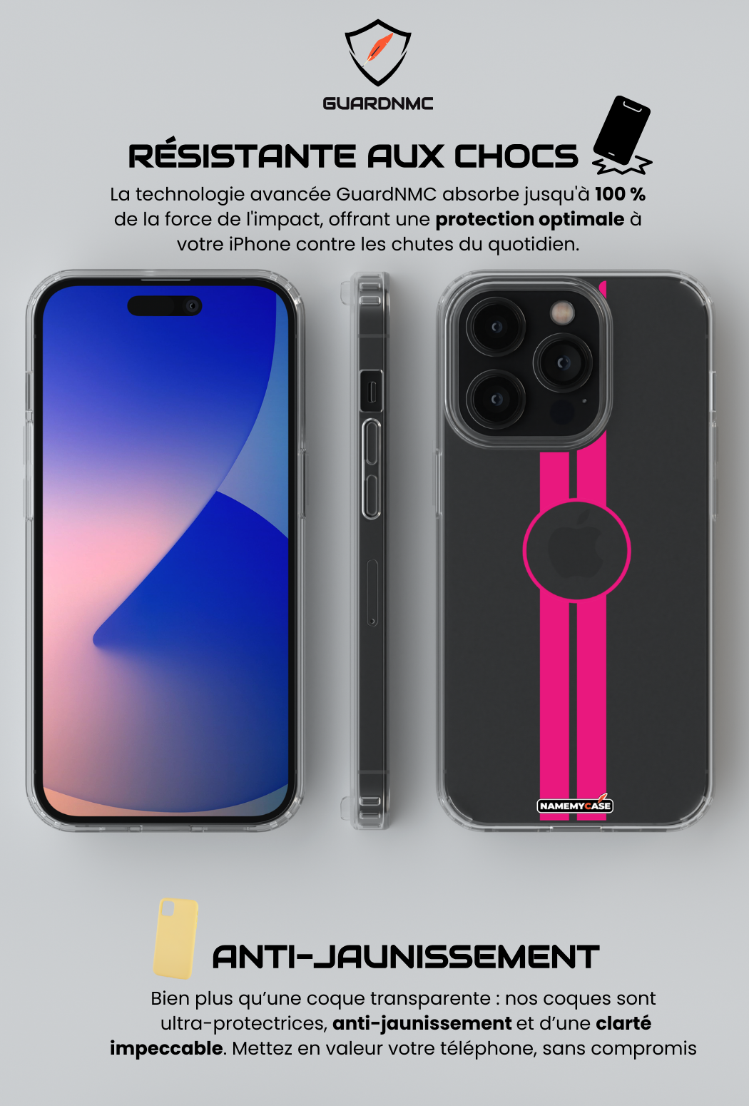 Coque iPhone Transparente - Pink Stripe