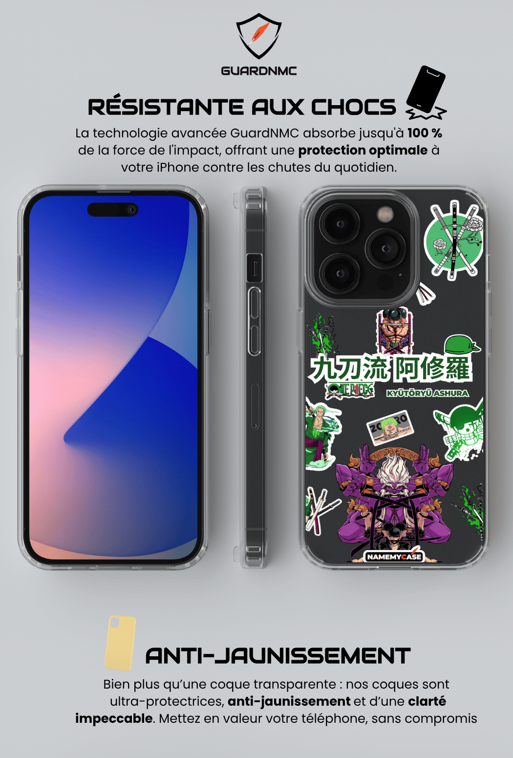 Coque iPhone Transparente - Zoro ashura