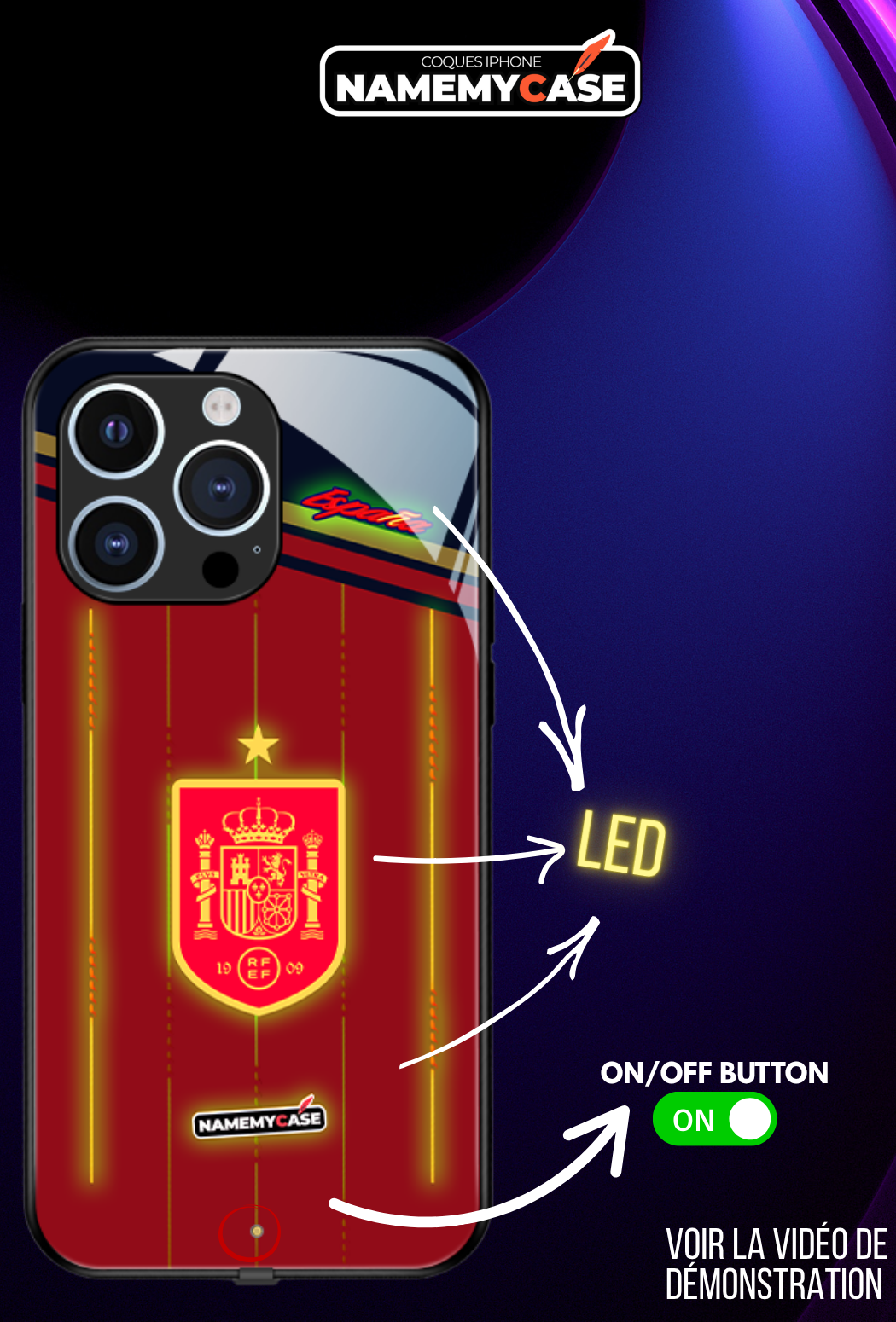 Coque iPhone LED - Maillot Coupe du Monde Espagne