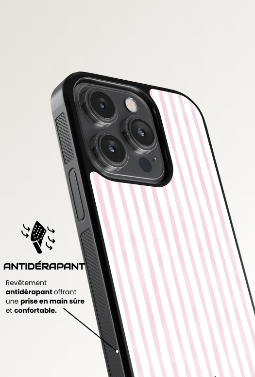 Coque iPhone - Rayures roses
