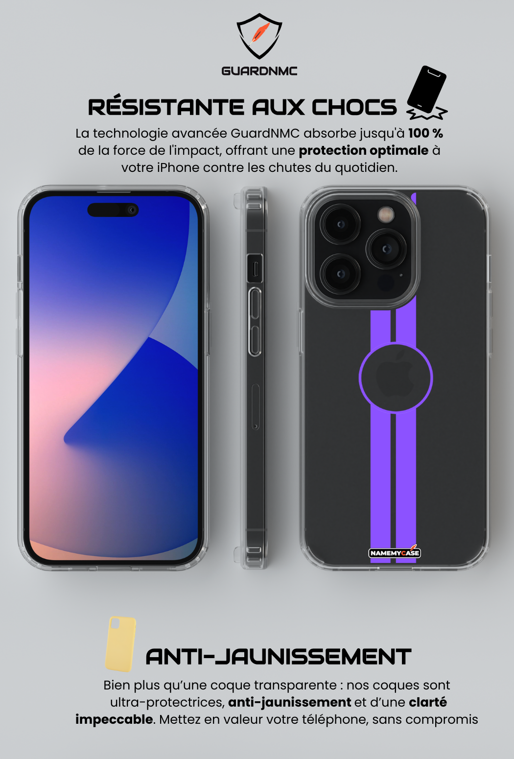 Coque iPhone Transparente - Purple Stripe