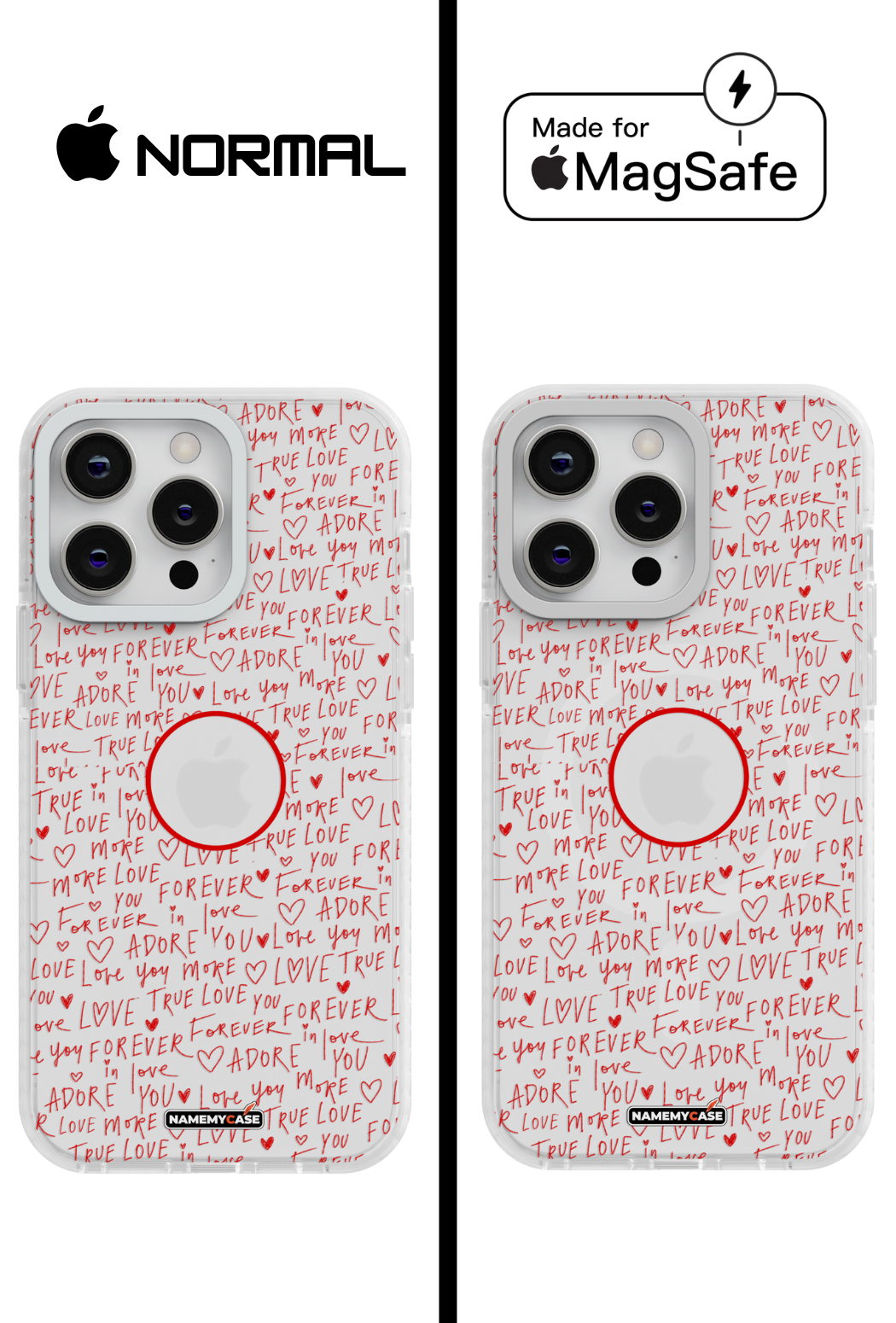 Coque iPhone Transparente - Love Rouge