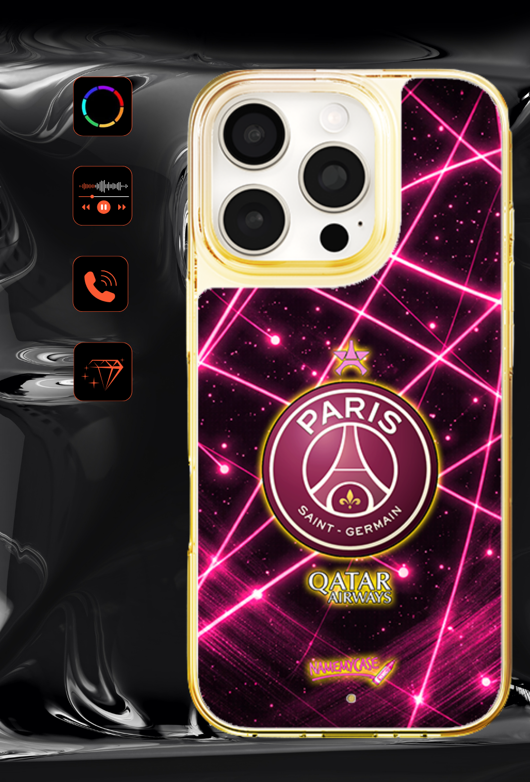 Coque iPhone LED - PSG Pulsion Rose