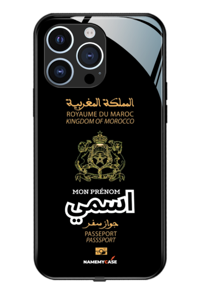 IPhone Coque Personnalisée - Maroc Passeport Black