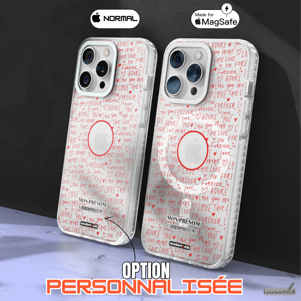 Coque iPhone Transparente - Love Rouge