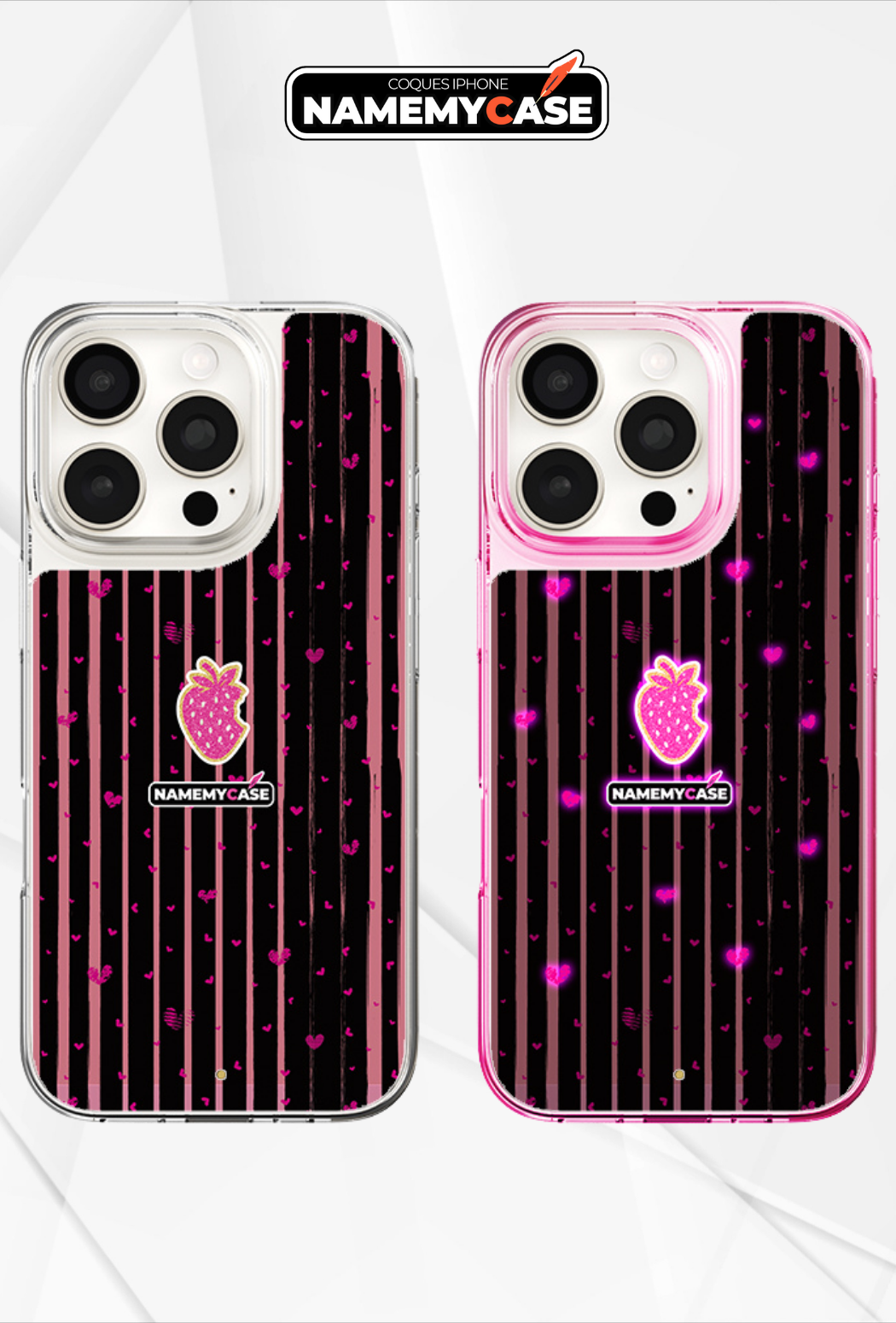 Coque iPhone LED - Fraise Love