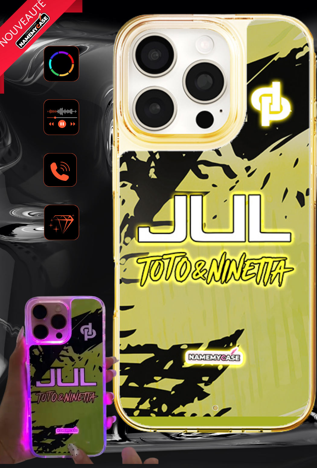 Coque iPhone LED - Jul Jaune