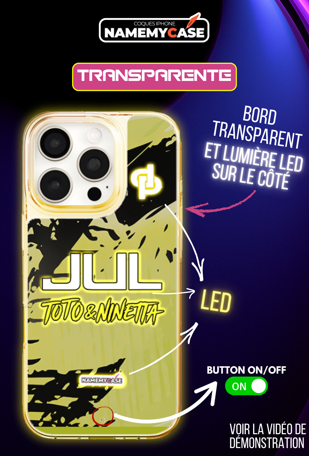 Coque iPhone LED - Jul Jaune