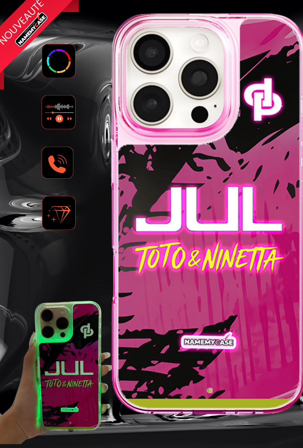 Coque iPhone LED - Jul Rose