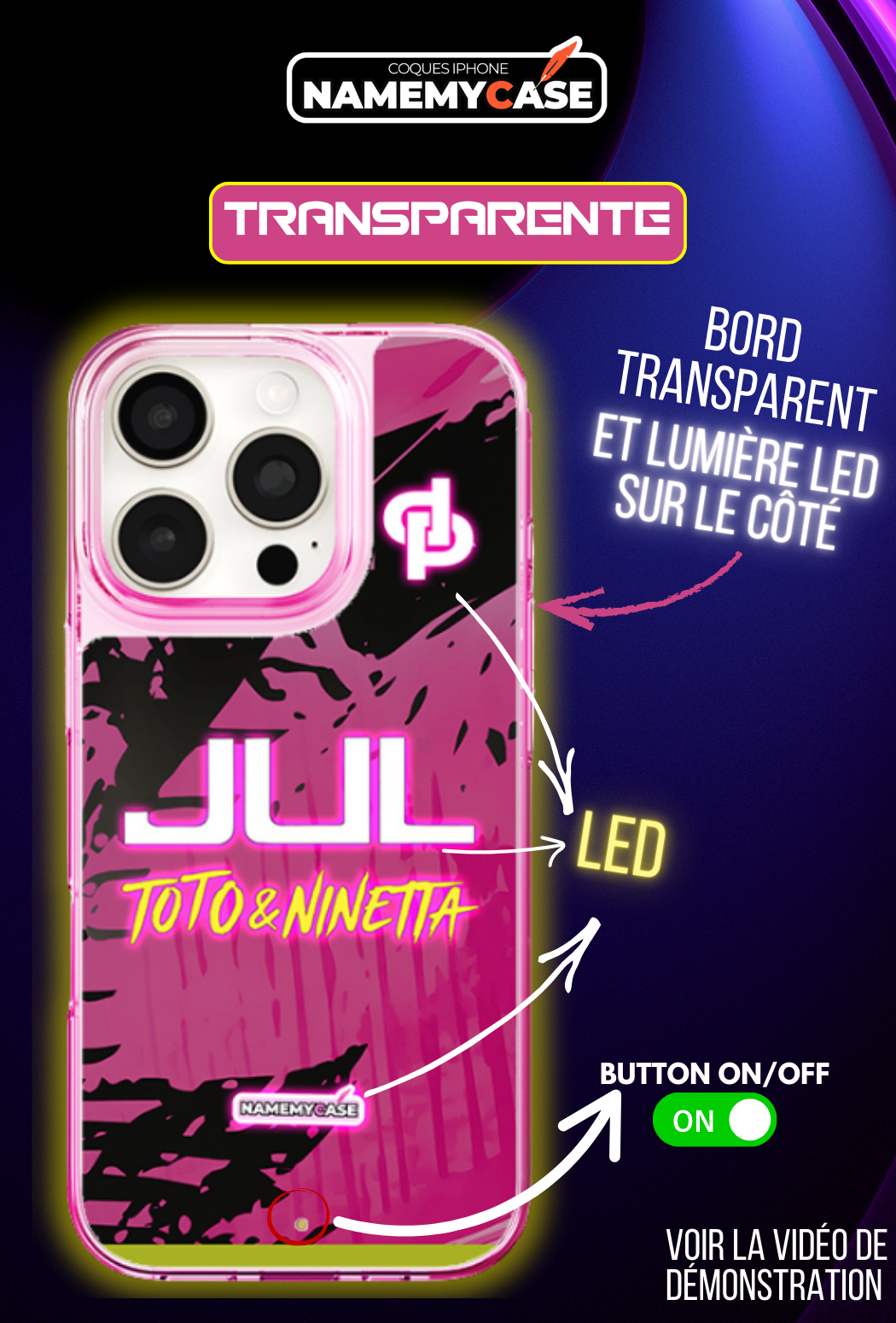 Coque iPhone LED - Jul Rose