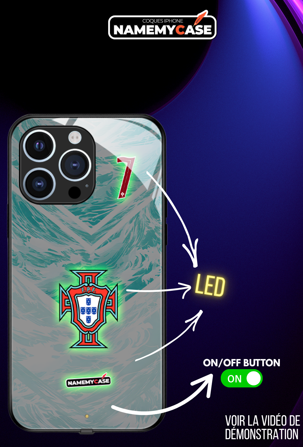 Coque iPhone LED - Maillot Coupe du Monde Portugal
