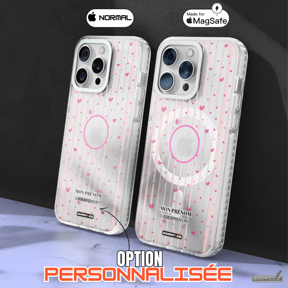 Coque iPhone Transparente - Rose à Cœurs