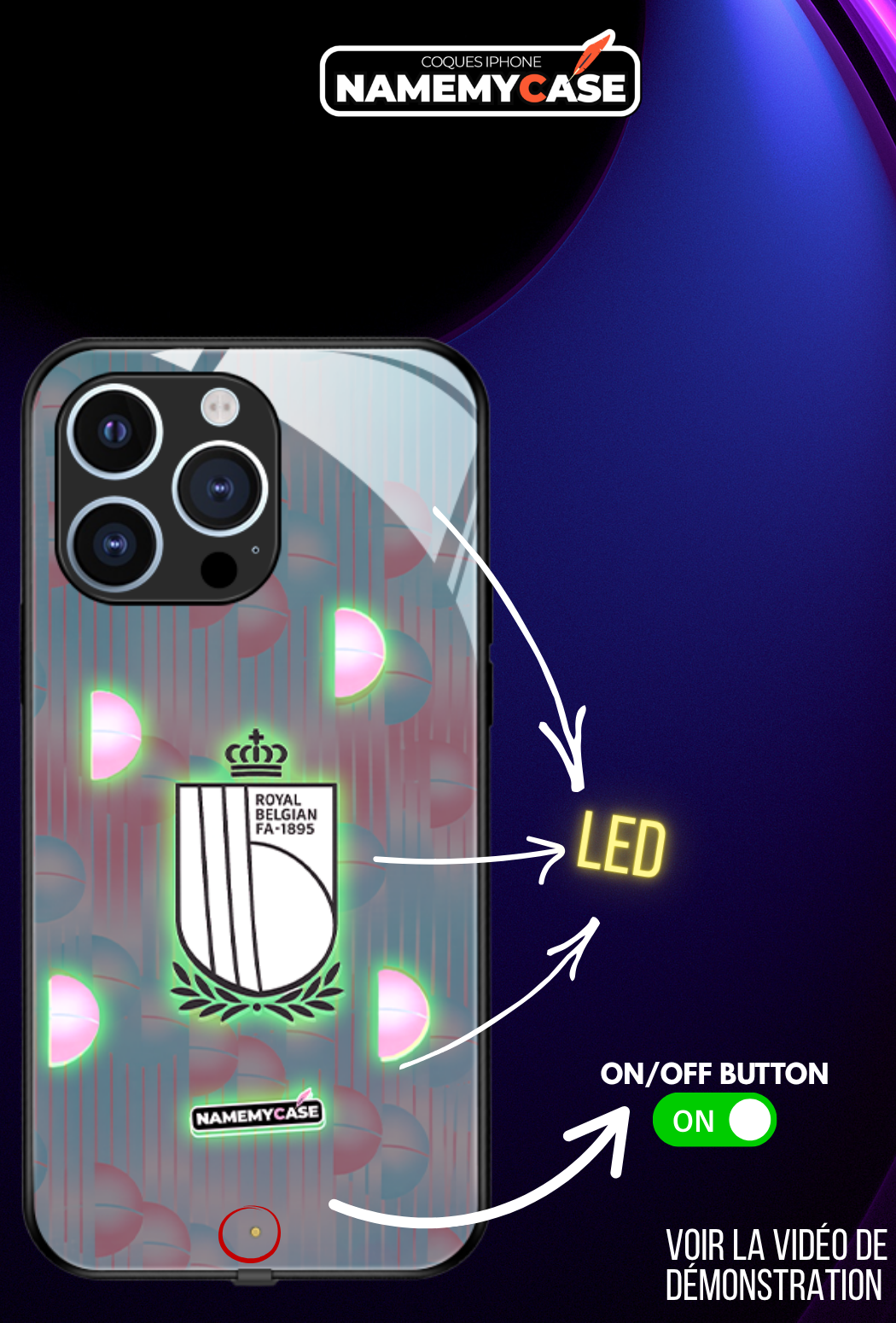 Coque iPhone LED - Maillot Coupe du Monde Belgique