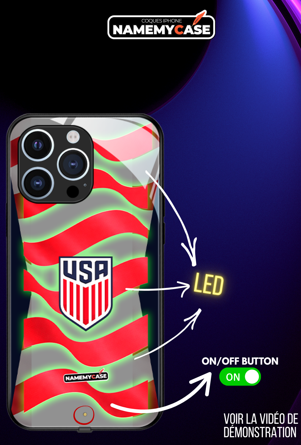 Coque iPhone LED - Maillot Coupe du Monde USA