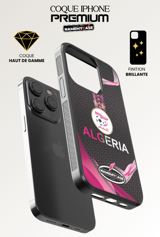 Coque iPhone - Algerie Rose et Noir