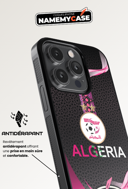 Coque iPhone - Algerie Rose et Noir