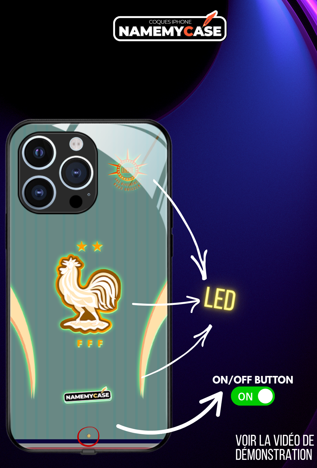 Coque iPhone LED - Maillot Coupe du Monde France