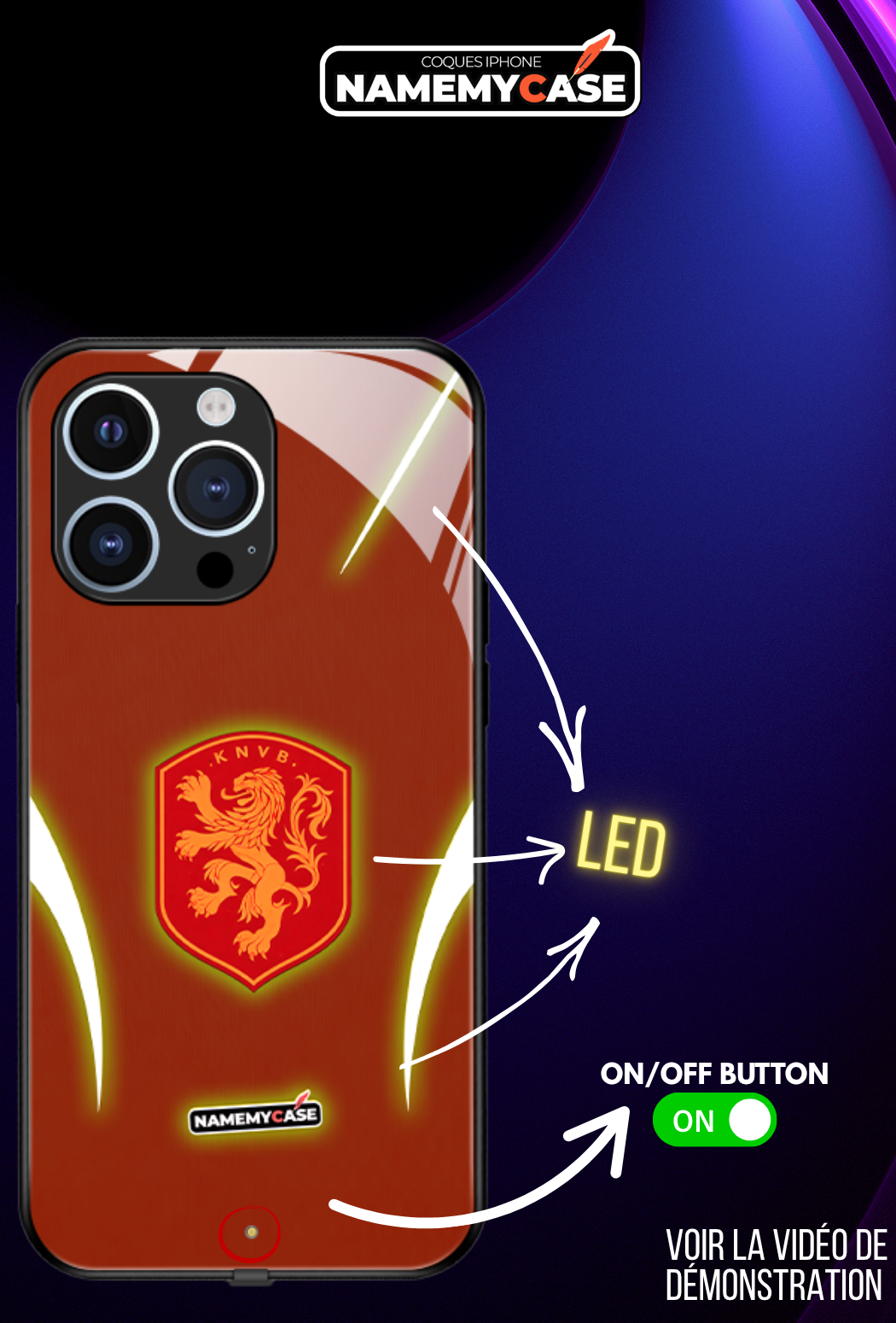 Coque iPhone LED - Maillot Coupe du Monde Pays-Bas