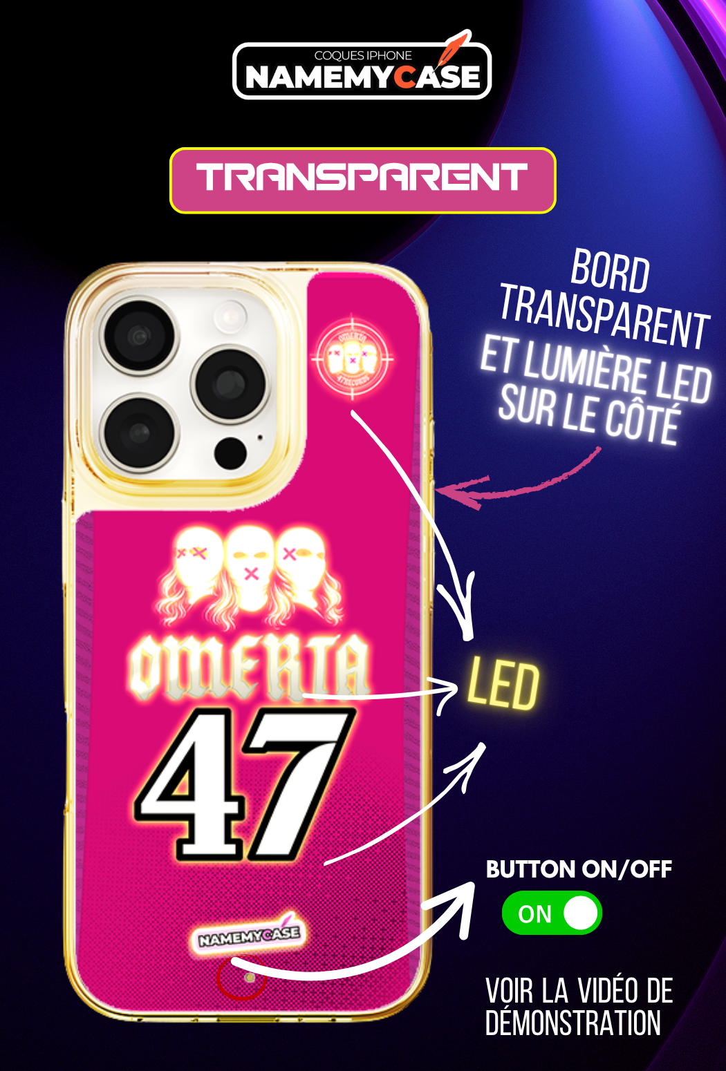 Coque iPhone LED - Omerta Rose