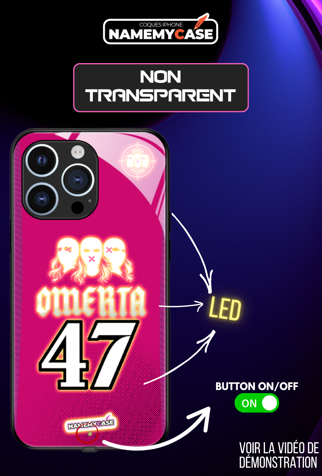 Coque iPhone LED - Omerta Rose