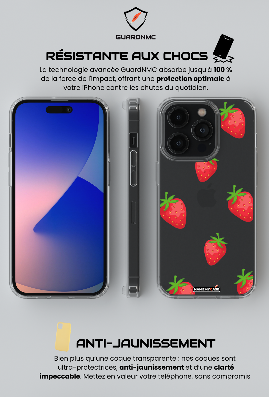 Coque iPhone Transparente - Fraise Fresh